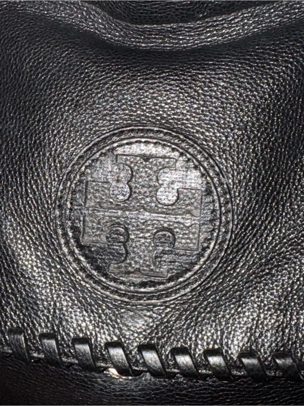 Tory Burch Marion Black Pebbled Leather Chain Shoulder Bag